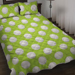 Green Golf Ball Pattern Print Quilt Bed Set
