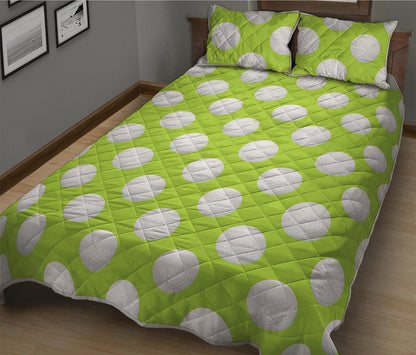 Green Golf Ball Pattern Print Quilt Bed Set
