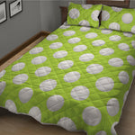 Green Golf Ball Pattern Print Quilt Bed Set