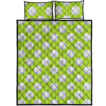 Green Golf Ball Pattern Print Quilt Bed Set