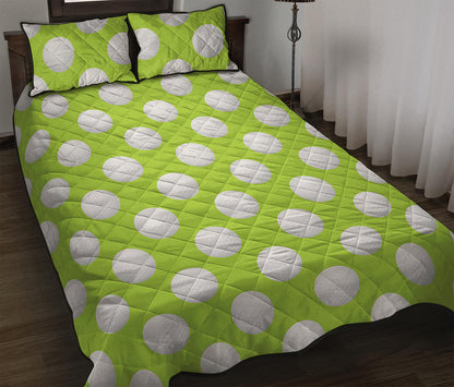 Green Golf Ball Pattern Print Quilt Bed Set