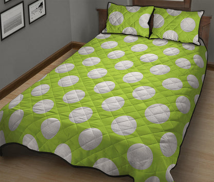 Green Golf Ball Pattern Print Quilt Bed Set