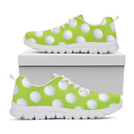 Green Golf Ball Pattern Print White Sneakers