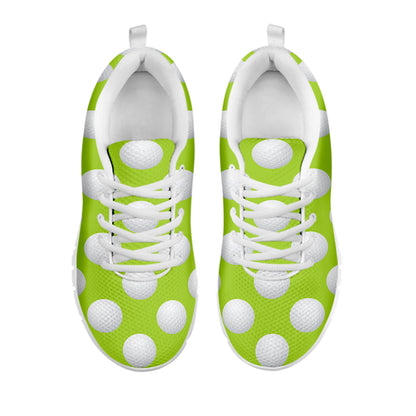 Green Golf Ball Pattern Print White Sneakers
