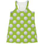 Green Golf Ball Pattern Print Women's Racerback Tank Top