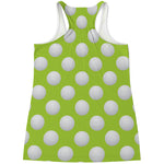 Green Golf Ball Pattern Print Women's Racerback Tank Top