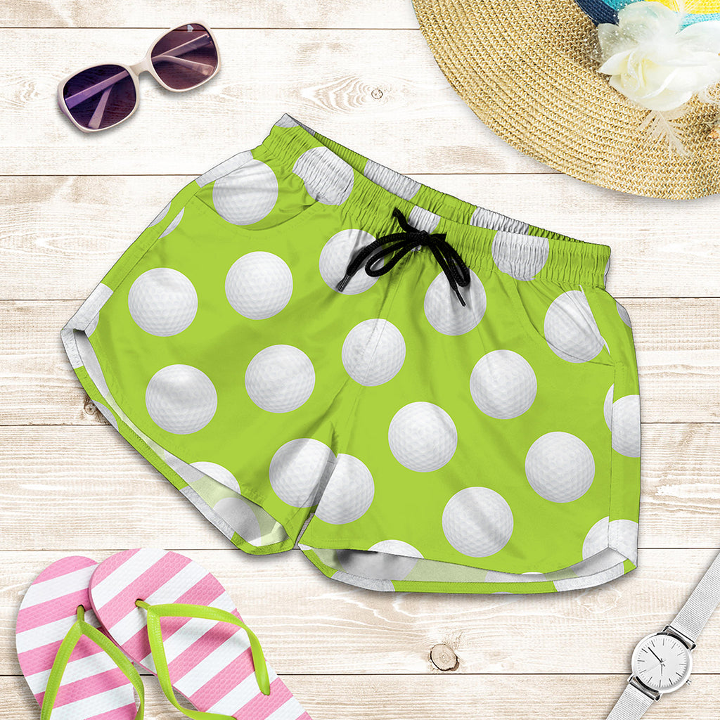 Green Golf Ball Pattern Print Women's Shorts