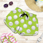 Green Golf Ball Pattern Print Women's Shorts