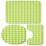 Green Harlequin Pattern Print 3 Piece Bath Mat Set