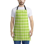Green Harlequin Pattern Print Apron