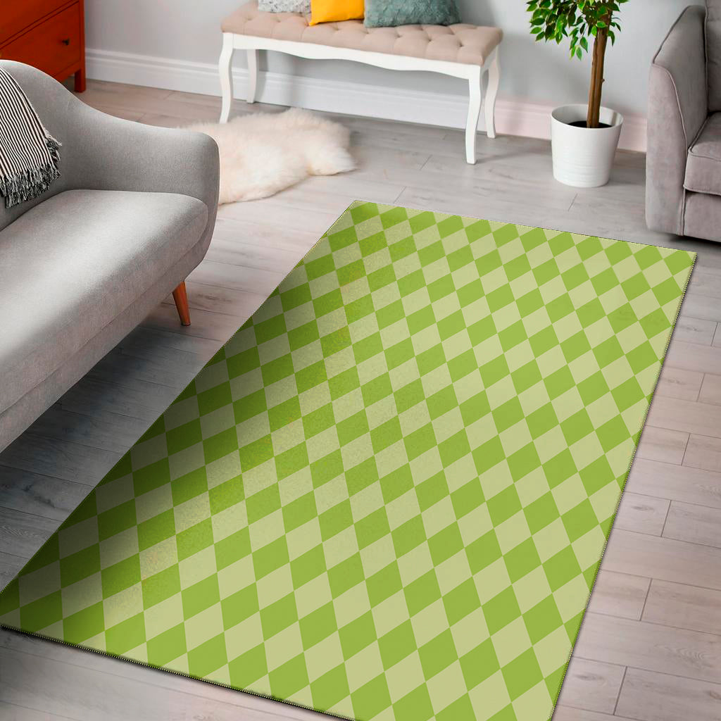 Green Harlequin Pattern Print Area Rug