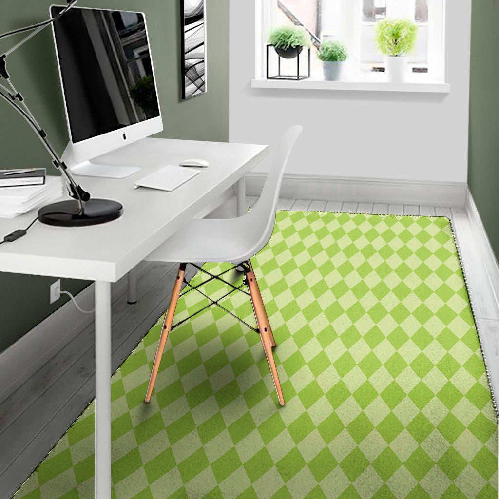 Green Harlequin Pattern Print Area Rug