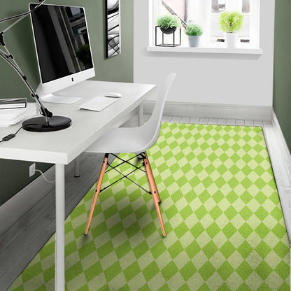 Green Harlequin Pattern Print Area Rug