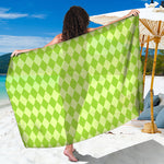 Green Harlequin Pattern Print Beach Sarong Wrap