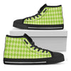 Green Harlequin Pattern Print Black High Top Shoes