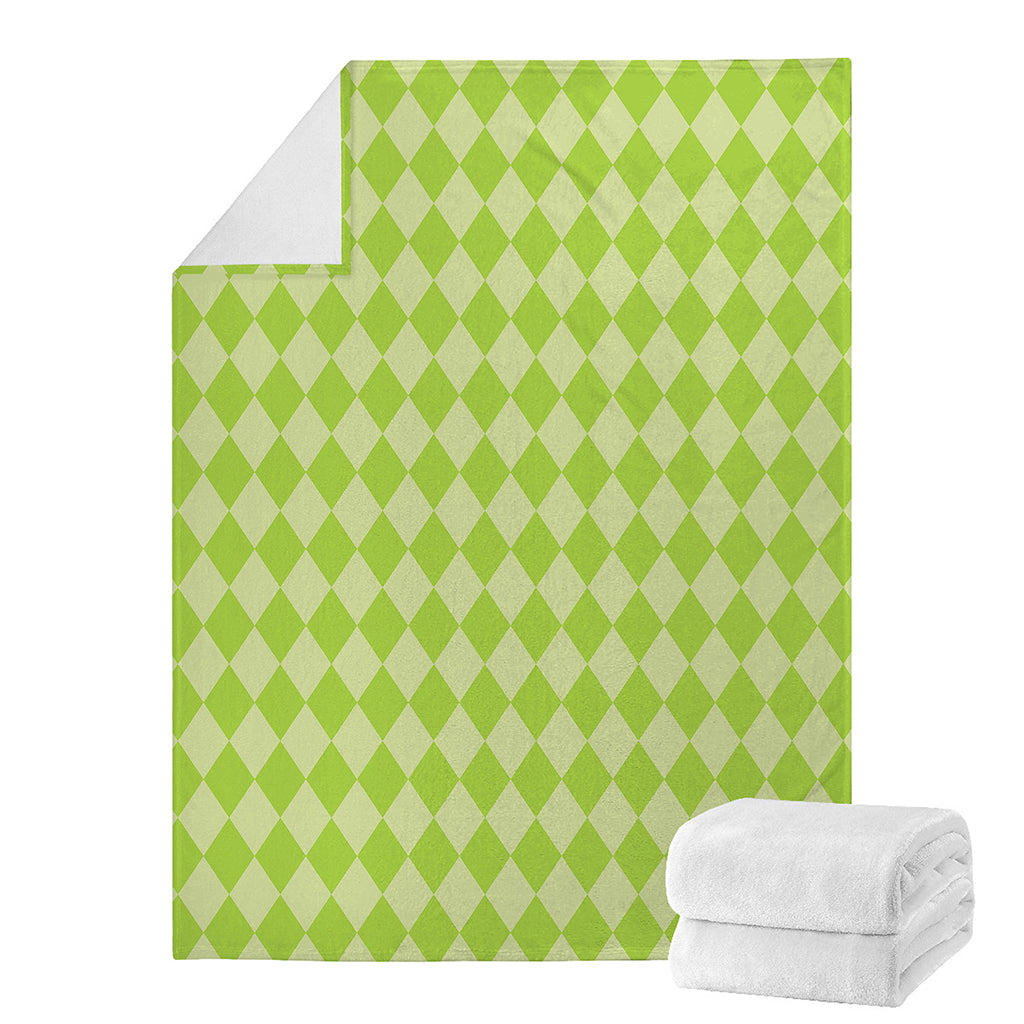 Green Harlequin Pattern Print Blanket
