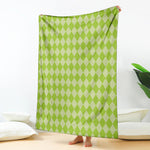 Green Harlequin Pattern Print Blanket