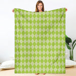 Green Harlequin Pattern Print Blanket