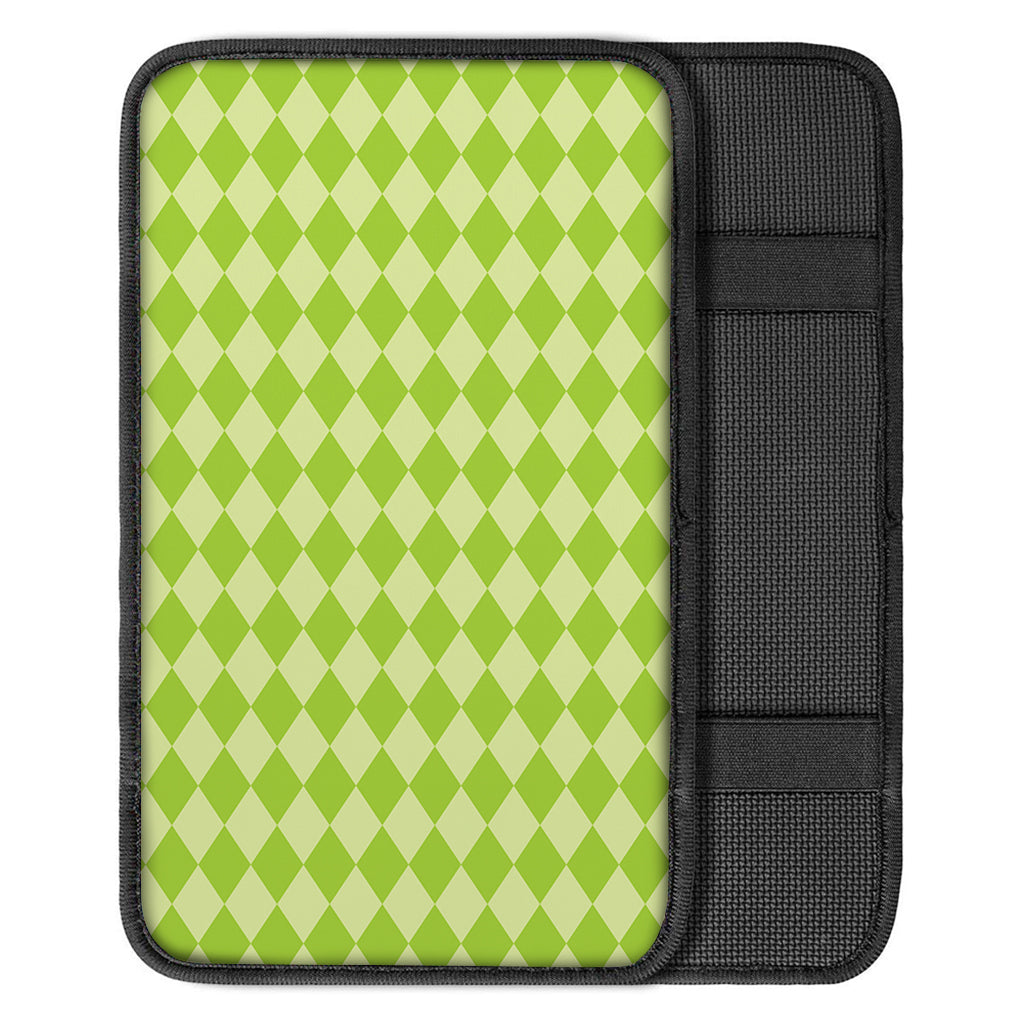 Green Harlequin Pattern Print Car Center Console Cover