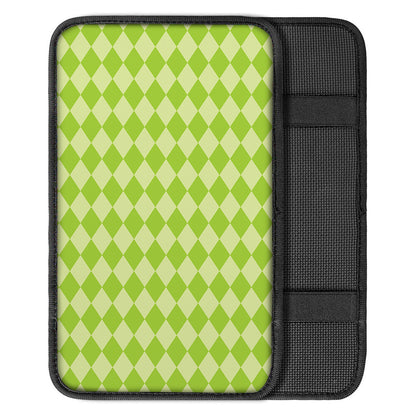Green Harlequin Pattern Print Car Center Console Cover