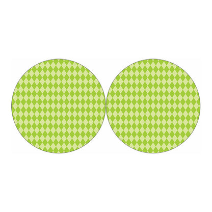 Green Harlequin Pattern Print Car Coasters