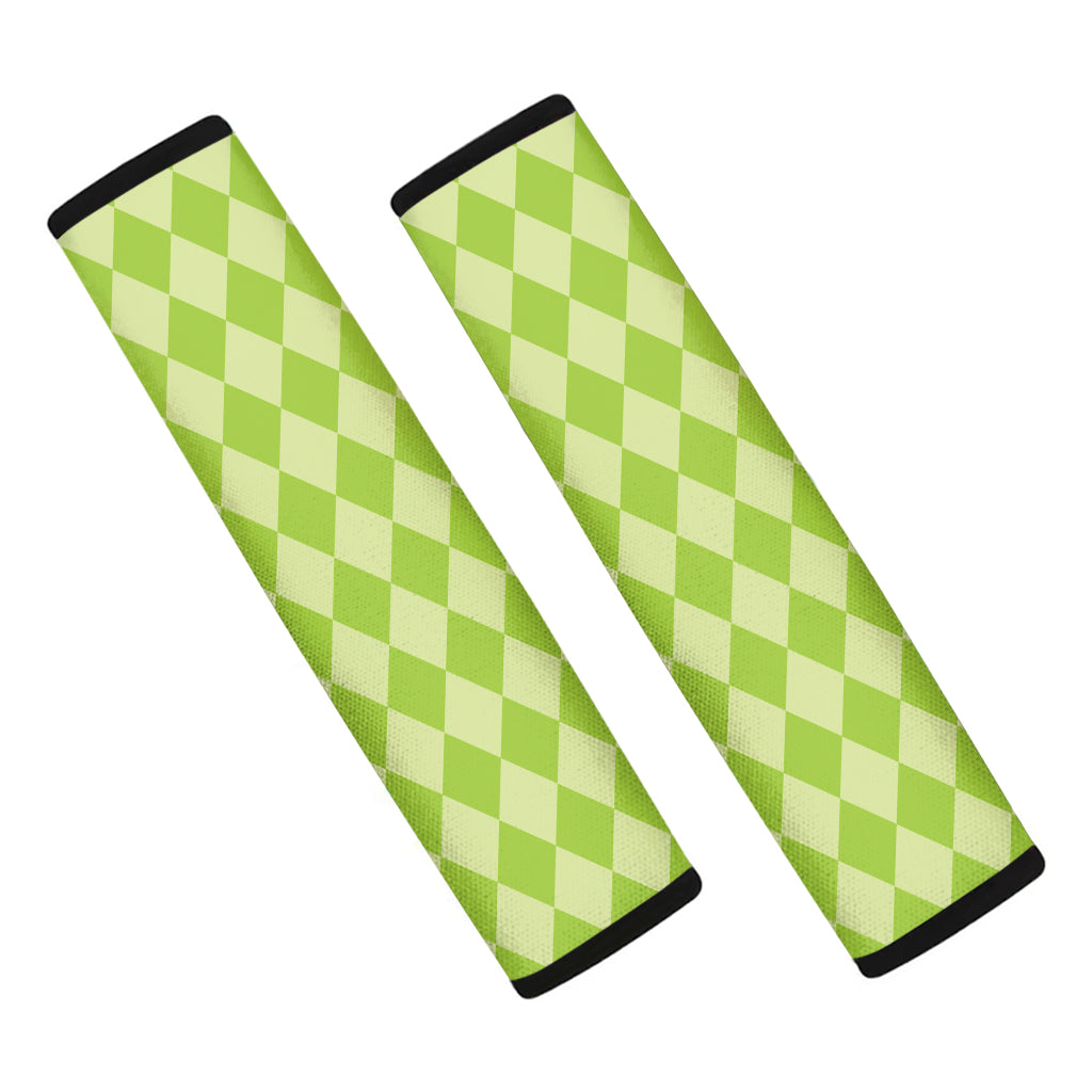 Green Harlequin Pattern Print Car Seat Belt Covers