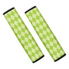 Green Harlequin Pattern Print Car Seat Belt Covers