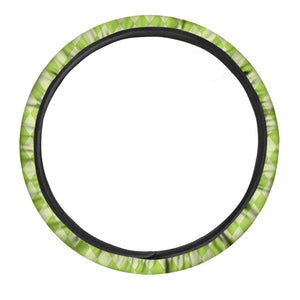 Green Harlequin Pattern Print Car Steering Wheel Cover