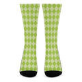 Green Harlequin Pattern Print Crew Socks
