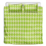 Green Harlequin Pattern Print Duvet Cover Bedding Set
