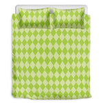 Green Harlequin Pattern Print Duvet Cover Bedding Set