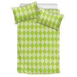 Green Harlequin Pattern Print Duvet Cover Bedding Set