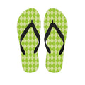 Green Harlequin Pattern Print Flip Flops