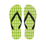 Green Harlequin Pattern Print Flip Flops