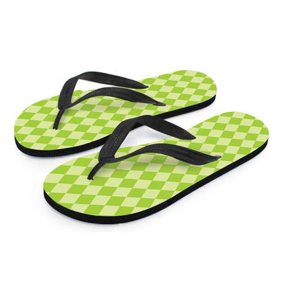 Green Harlequin Pattern Print Flip Flops