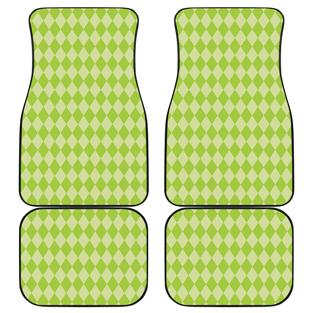 Green Harlequin Pattern Print Front and Back Car Floor Mats