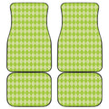 Green Harlequin Pattern Print Front and Back Car Floor Mats