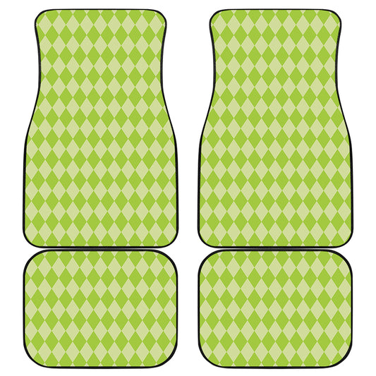 Green Harlequin Pattern Print Front and Back Car Floor Mats
