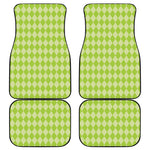 Green Harlequin Pattern Print Front and Back Car Floor Mats