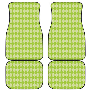 Green Harlequin Pattern Print Front and Back Car Floor Mats