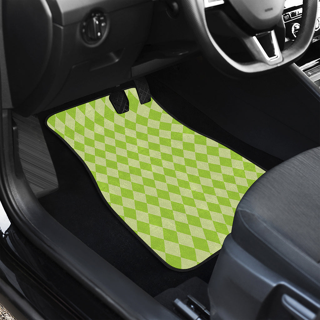 Green Harlequin Pattern Print Front and Back Car Floor Mats