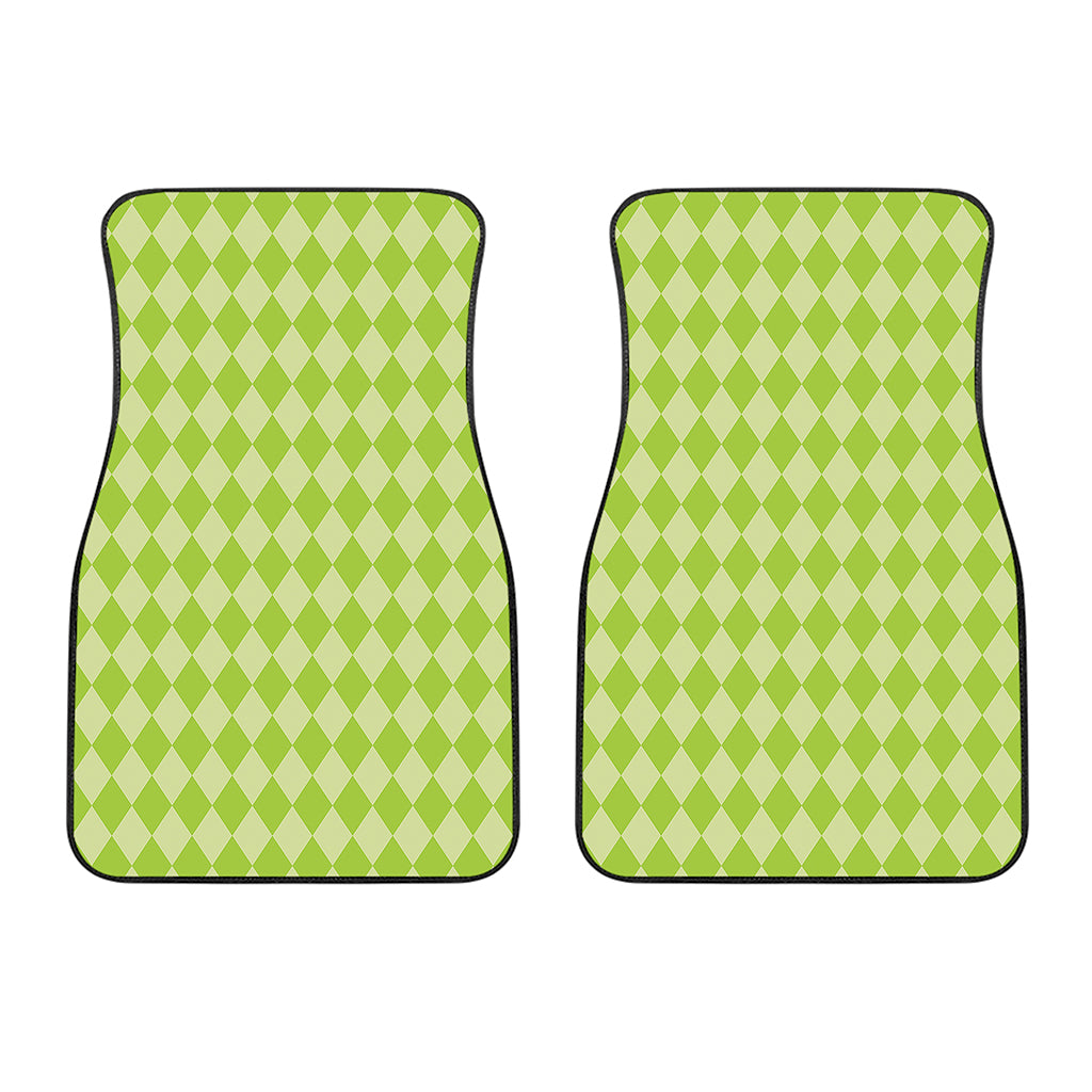 Green Harlequin Pattern Print Front Car Floor Mats