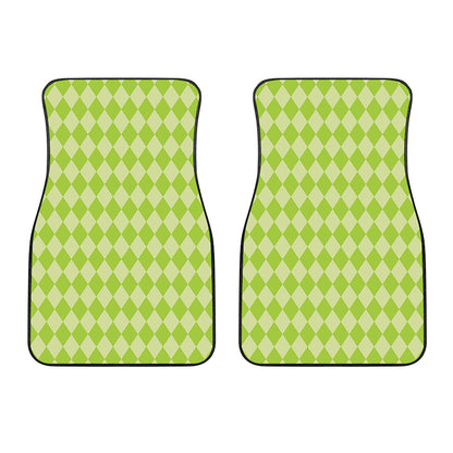 Green Harlequin Pattern Print Front Car Floor Mats