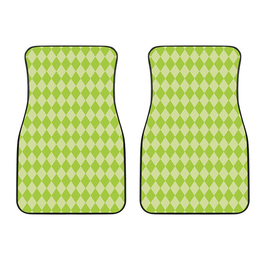 Green Harlequin Pattern Print Front Car Floor Mats