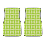 Green Harlequin Pattern Print Front Car Floor Mats