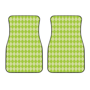 Green Harlequin Pattern Print Front Car Floor Mats