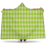 Green Harlequin Pattern Print Hooded Blanket