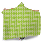 Green Harlequin Pattern Print Hooded Blanket