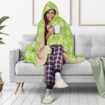 Green Harlequin Pattern Print Hooded Blanket