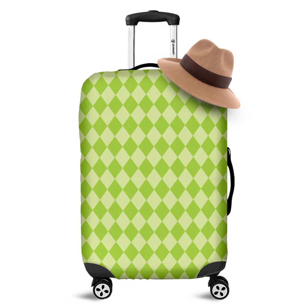 Green Harlequin Pattern Print Luggage Cover
